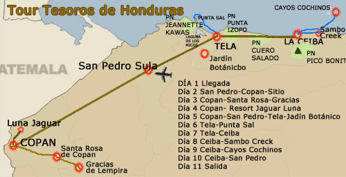 tour tesoros honduras