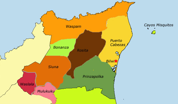 mapa raan costa atlantica nicaragua