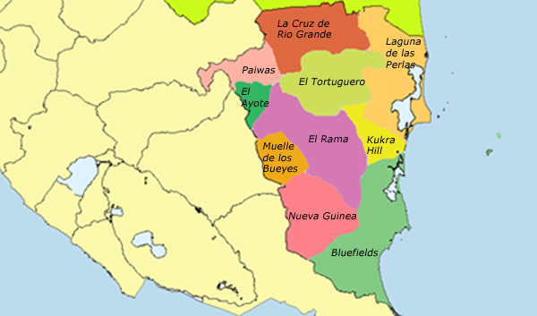mapa municipios raass nicaragua