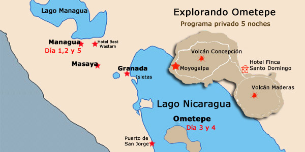 mapa explorando ometepe nicaragua